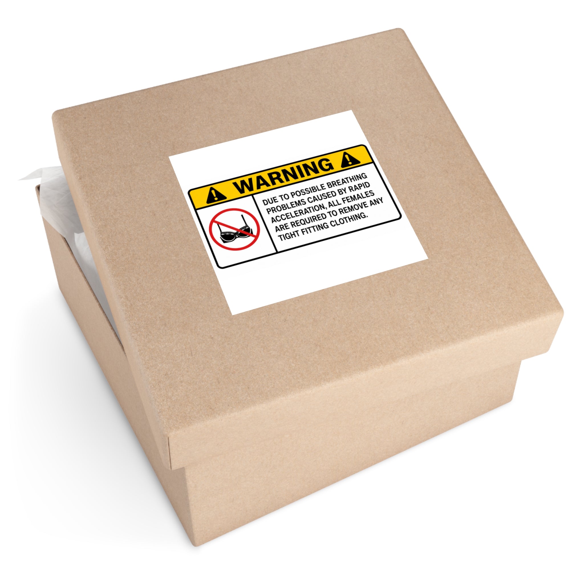 Warning Sticker — Funny 'Remove Tight Clothing' Vinyl Decal (Square)
