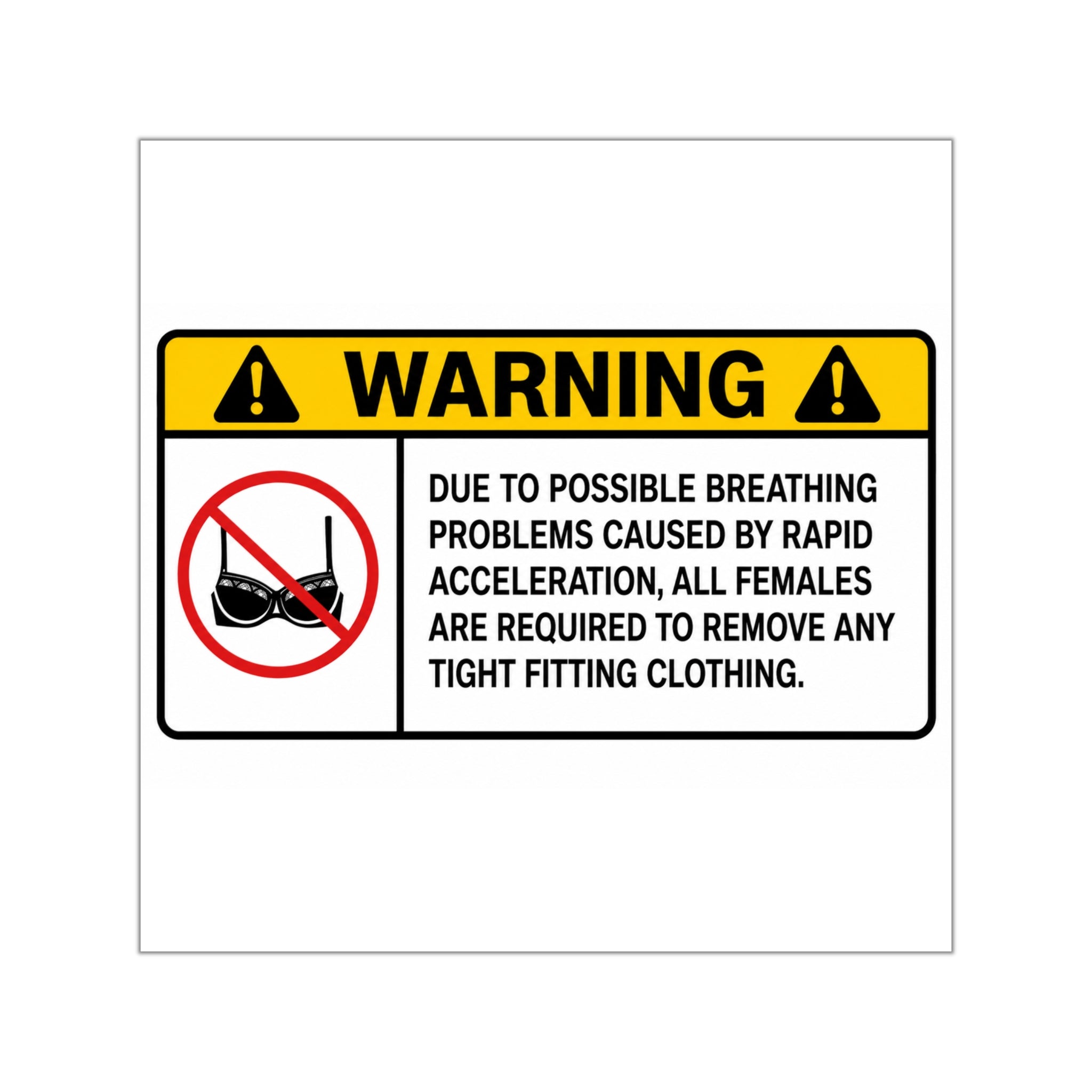 Warning Sticker — Funny 'Remove Tight Clothing' Vinyl Decal (Square)